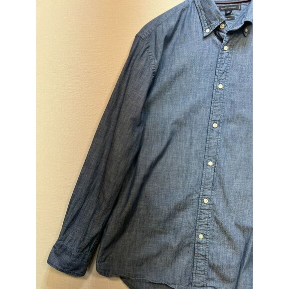 Tommy Hilfiger Men's Regular Fit Washed Chambray Shirt Button Down Size XL Blue - Picture 6 of 11